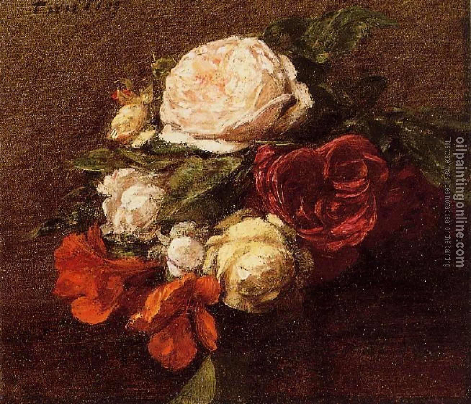 Fantin-Latour, Henri - Roses and Nasturtiums